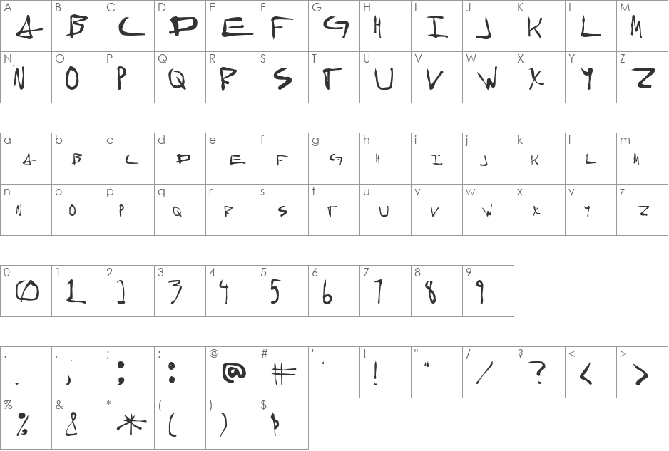 Random Voter font character map preview