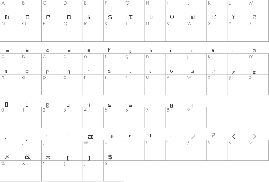 Randomosity font character map preview