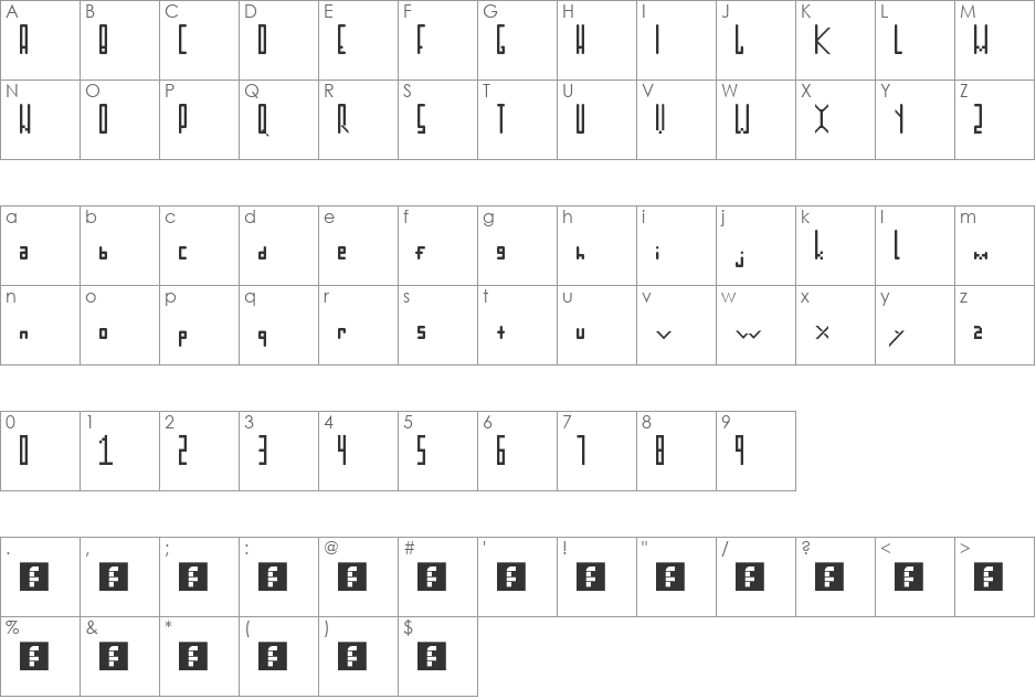 randomsauce font character map preview