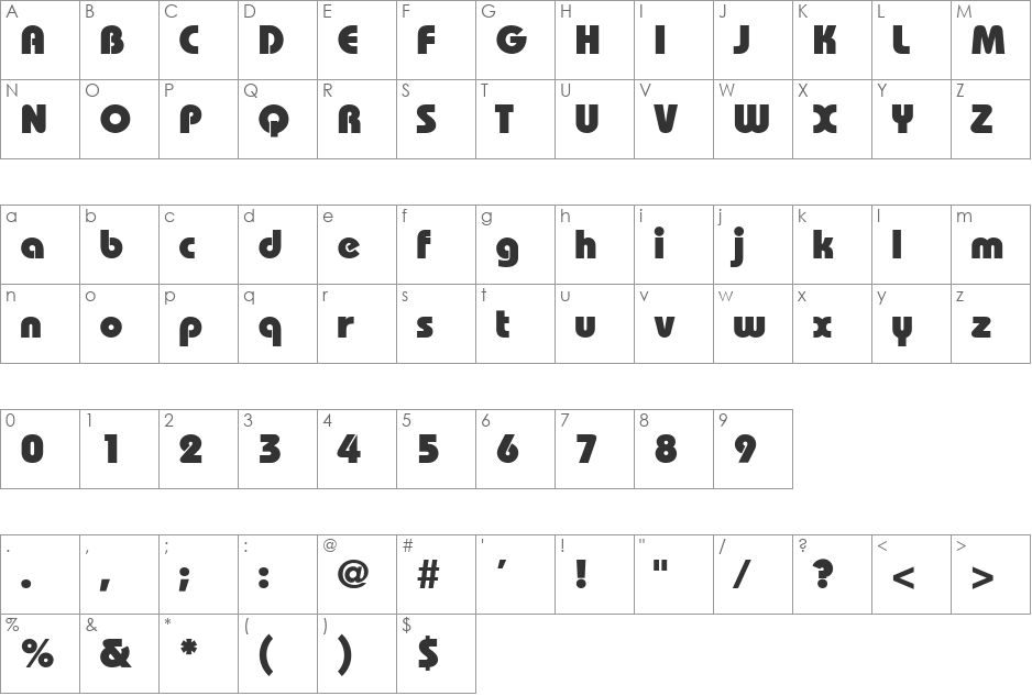 Bahamas Cyr font character map preview