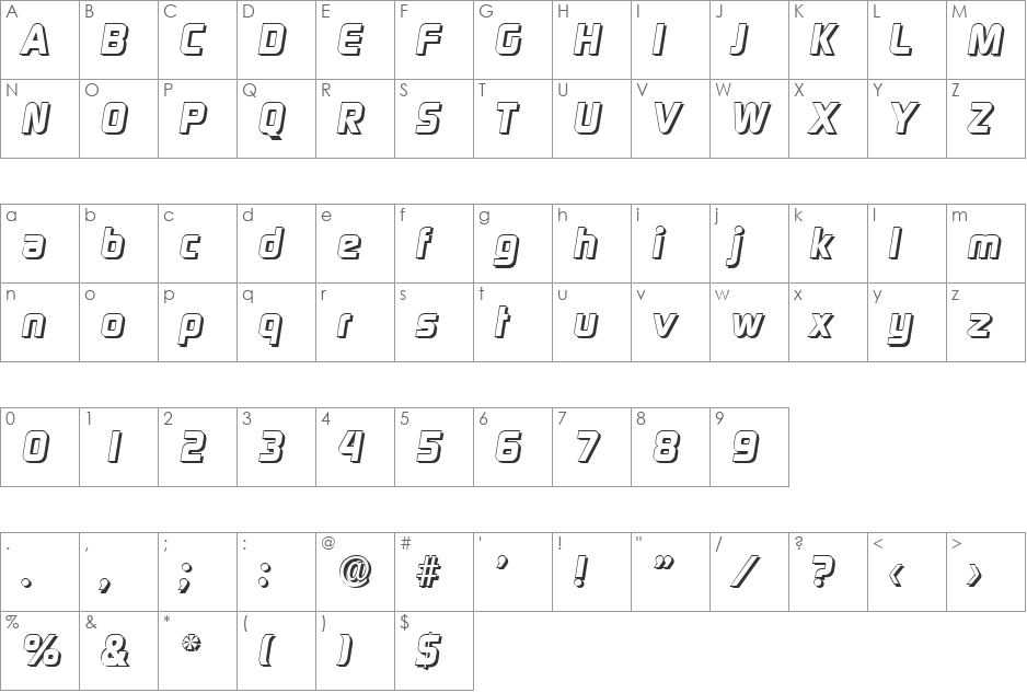 RandyBeckerShadow-ExtraBold font character map preview