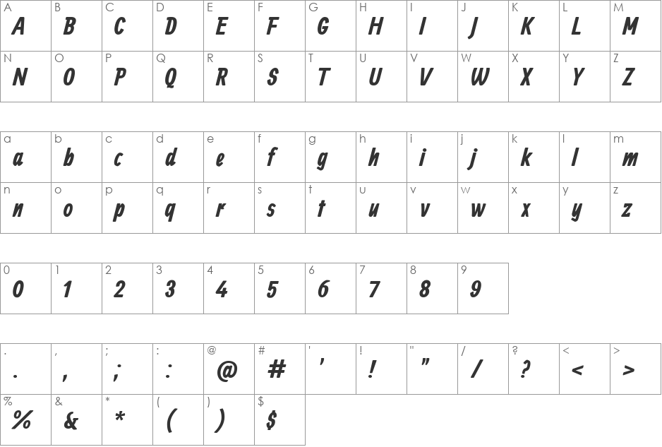 Ranga font character map preview