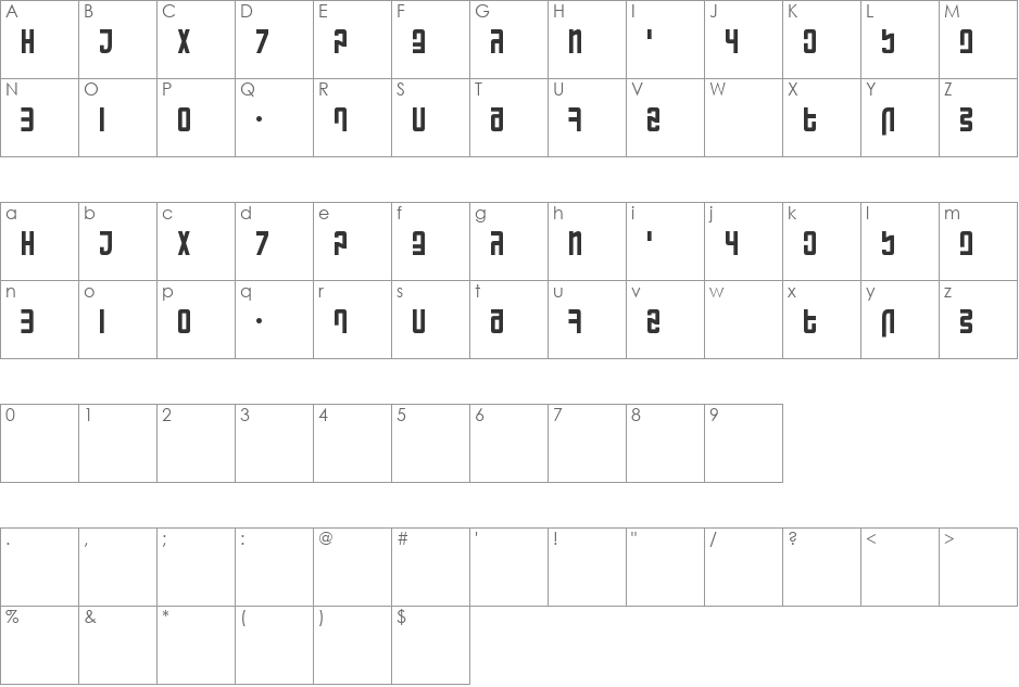 Ranmorian Standard beta font character map preview