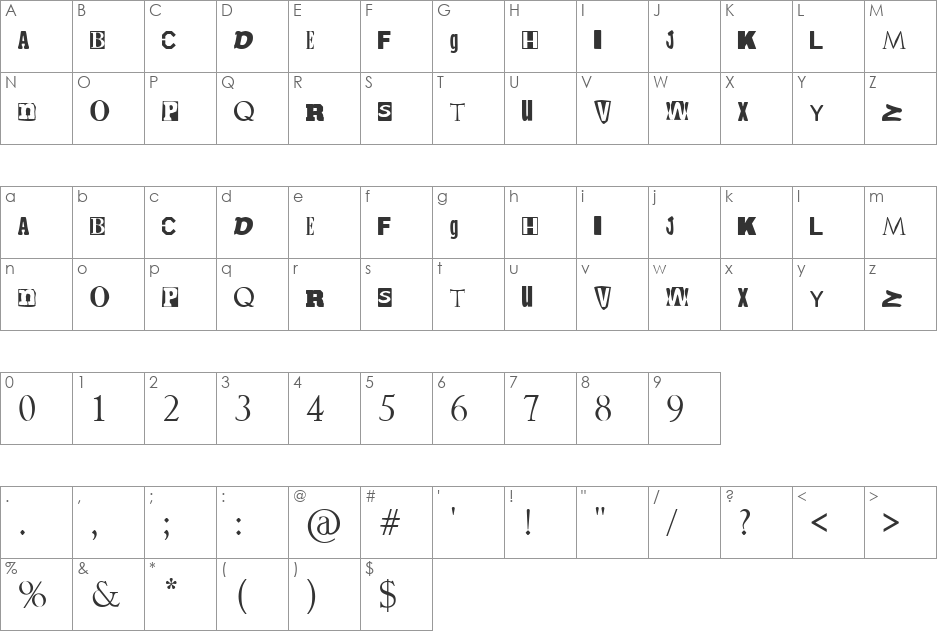 Ransom font character map preview