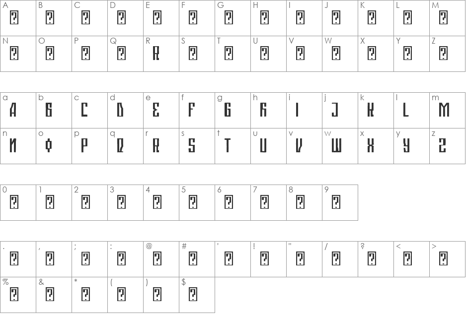 Ranyeski_demo font character map preview