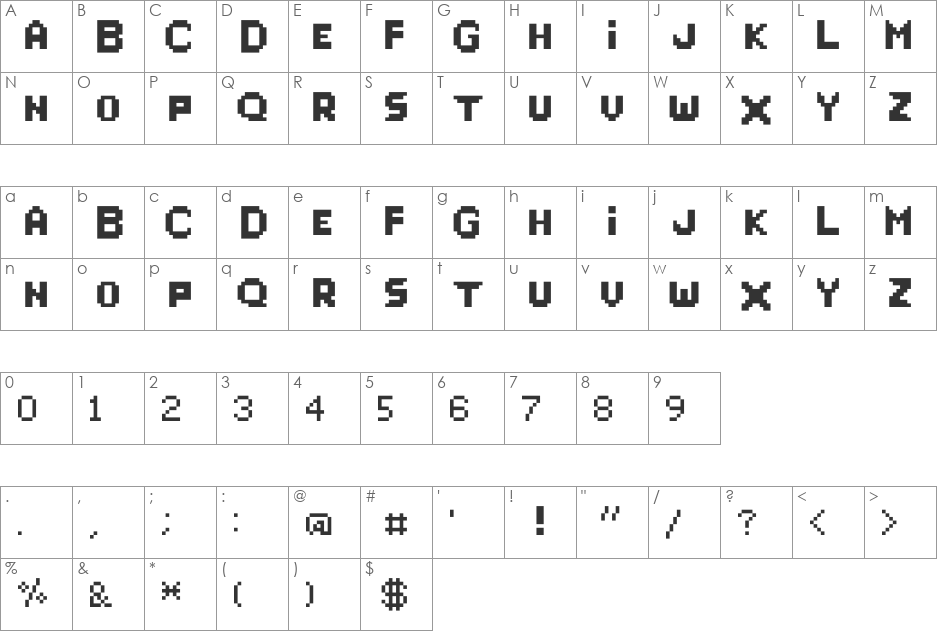RaphaelZfont font character map preview