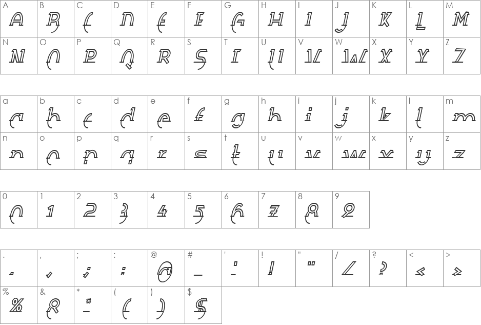 Rapierhard Becker font character map preview