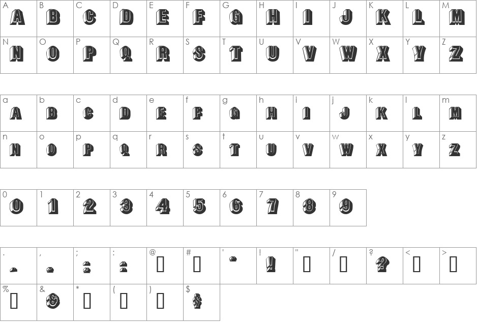 RascaSCapsSSK font character map preview