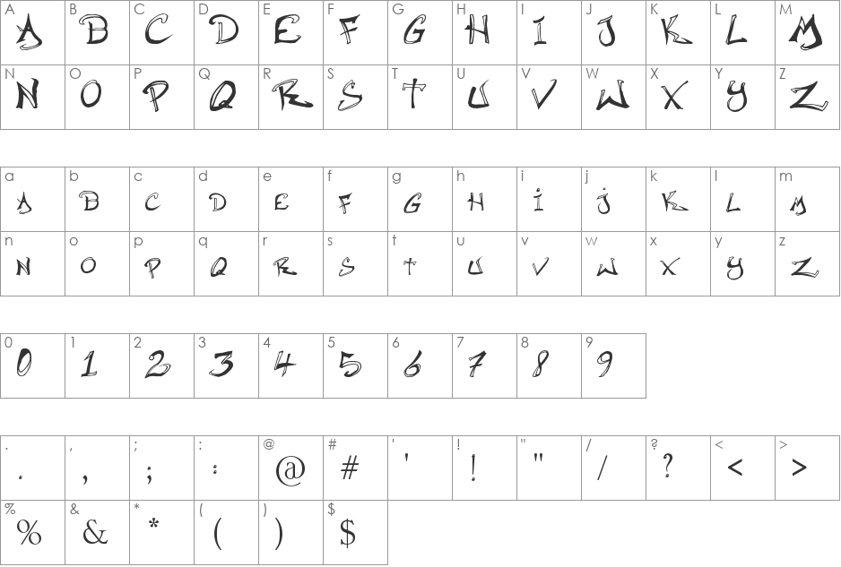 Raslani Hip Hop font character map preview