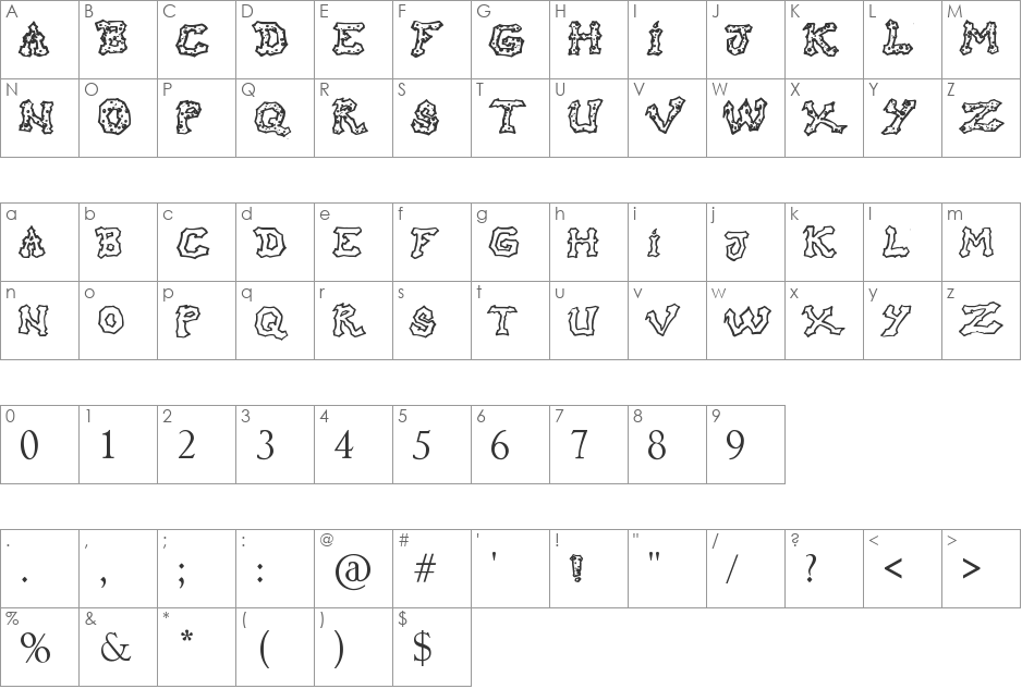 Raslani hO oH! font character map preview