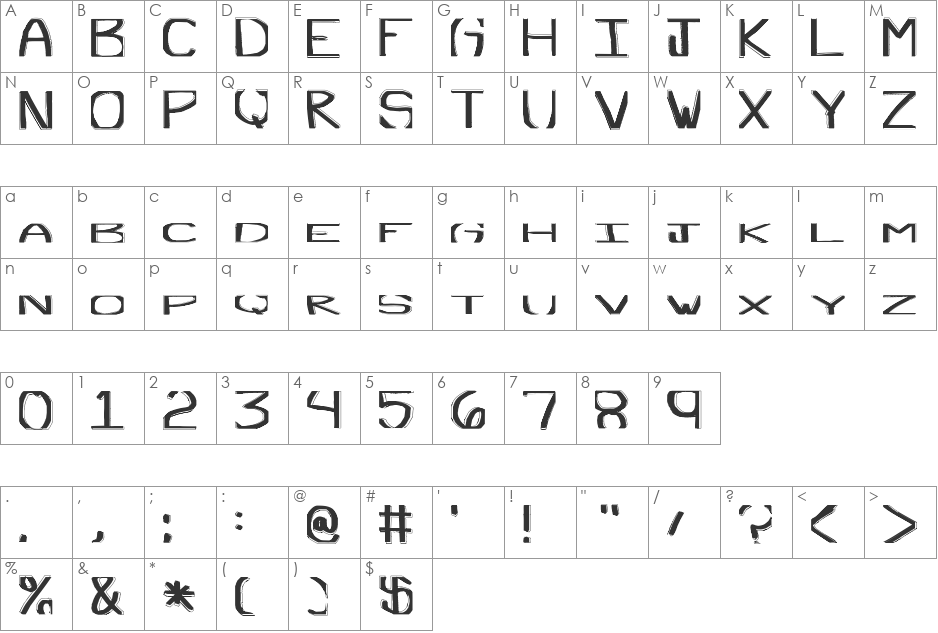 Raspberry Rosin font character map preview