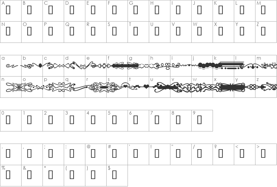 rated b font character map preview