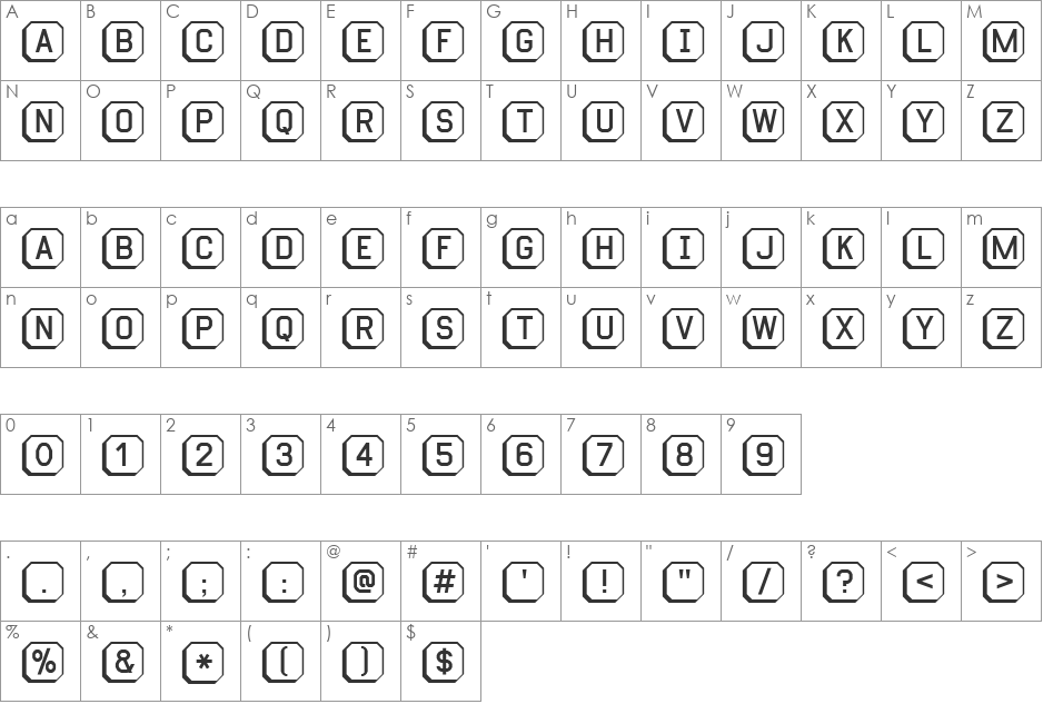 Ratsample PC 3D font character map preview