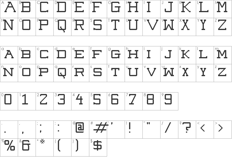 Raven Sans NBP font character map preview