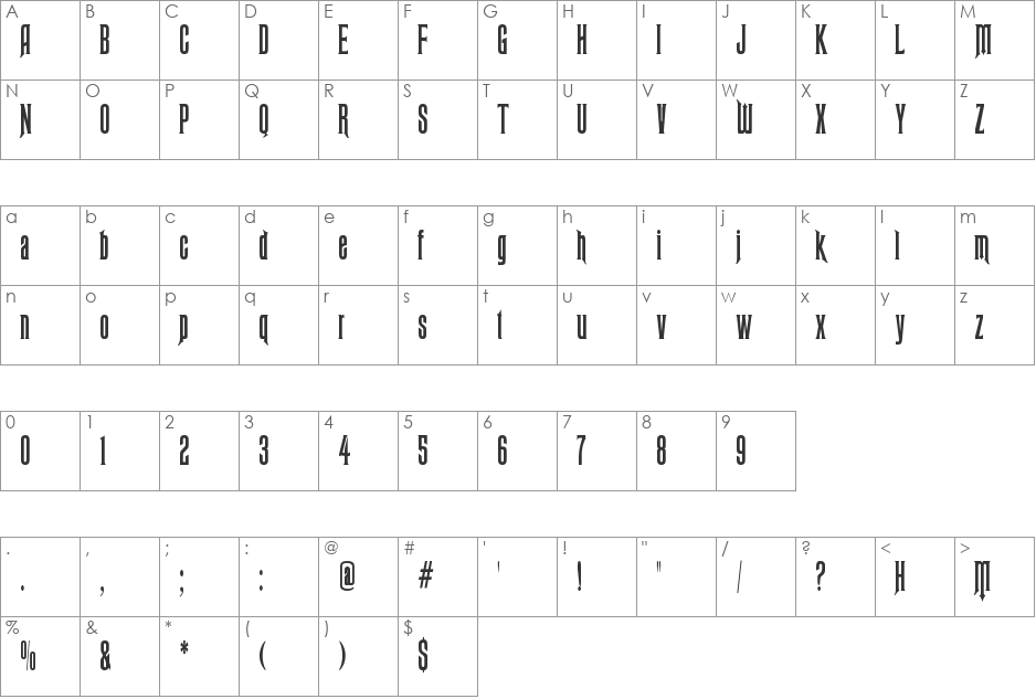 Ravenscroft font character map preview