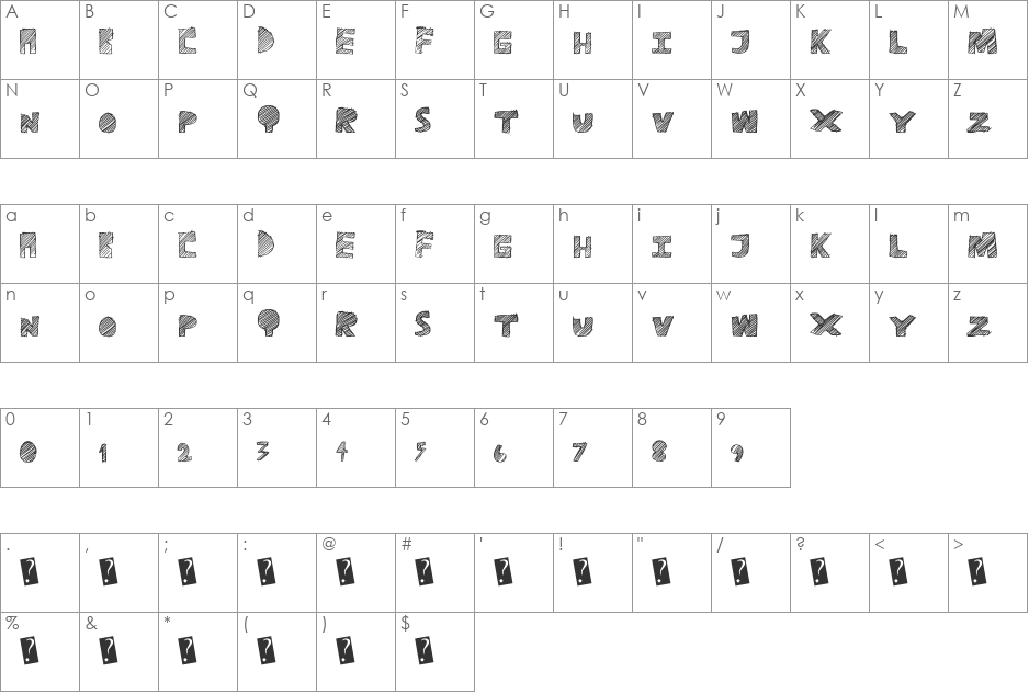 RaveTime font character map preview
