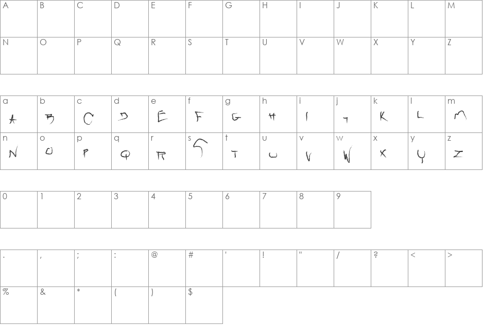raw font character map preview