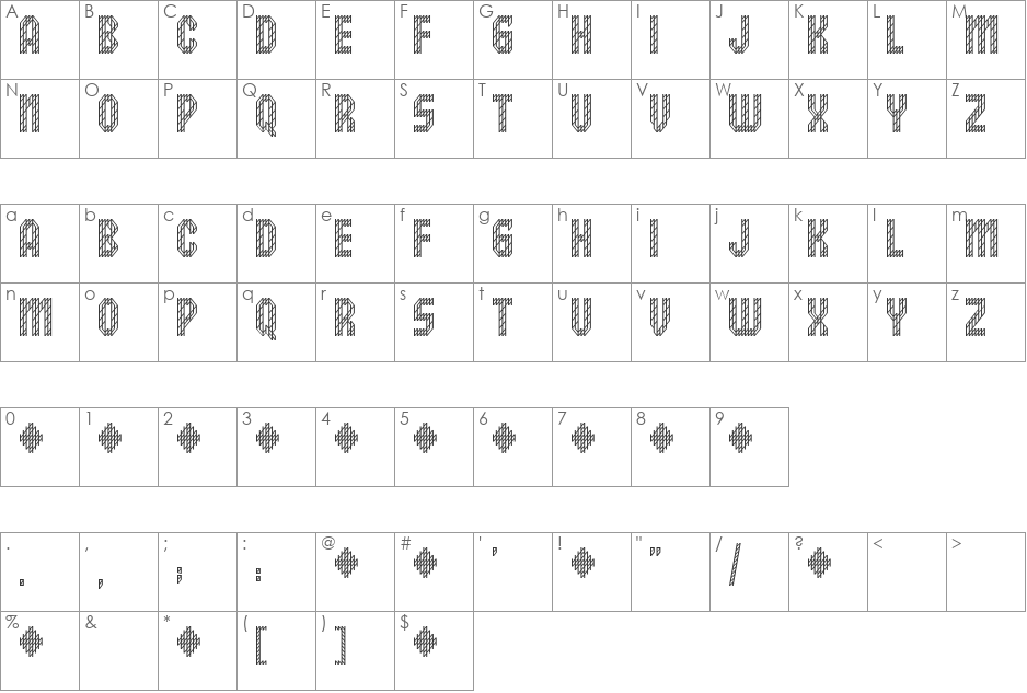 Raw District FP font character map preview
