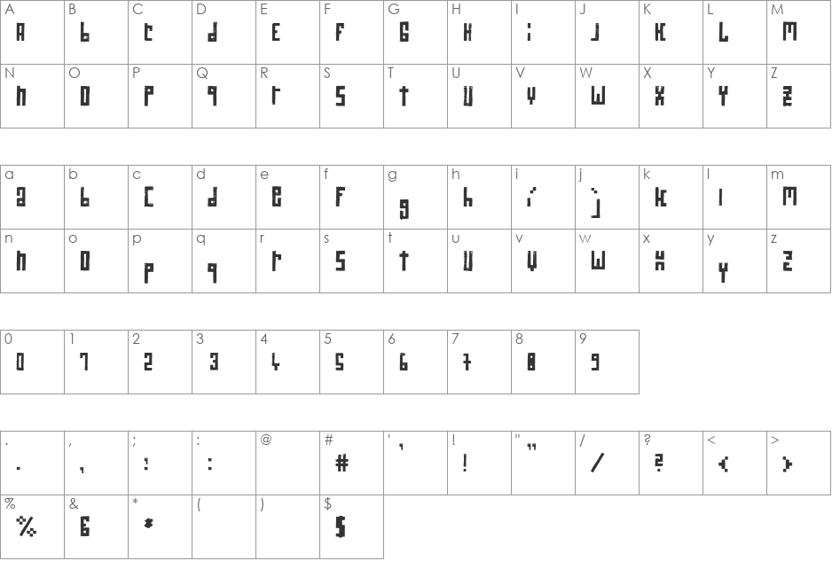RawStreetWall font character map preview