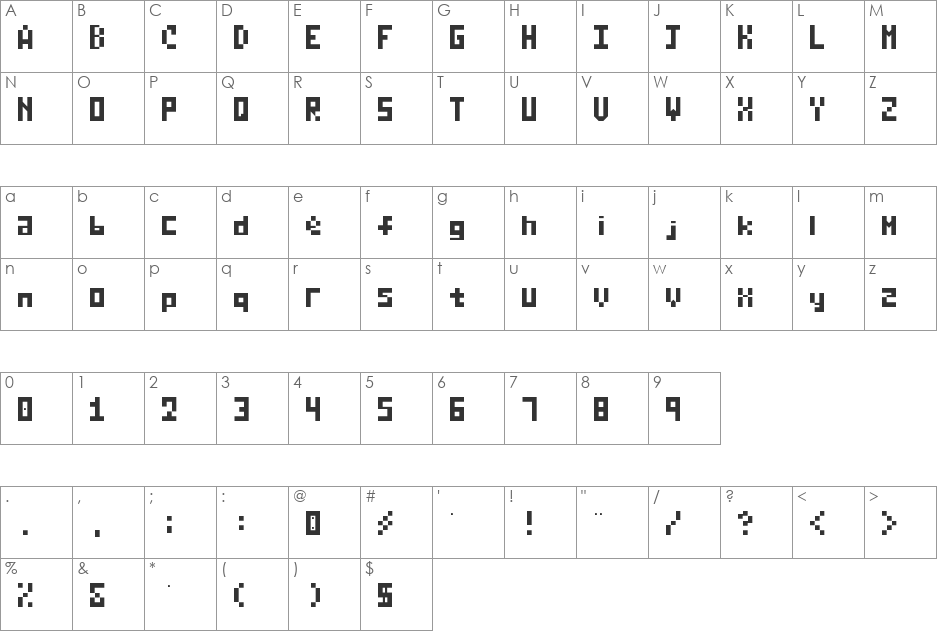 Ray Vasaurus font character map preview