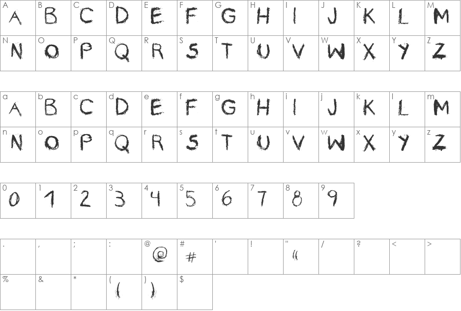 rayando font character map preview