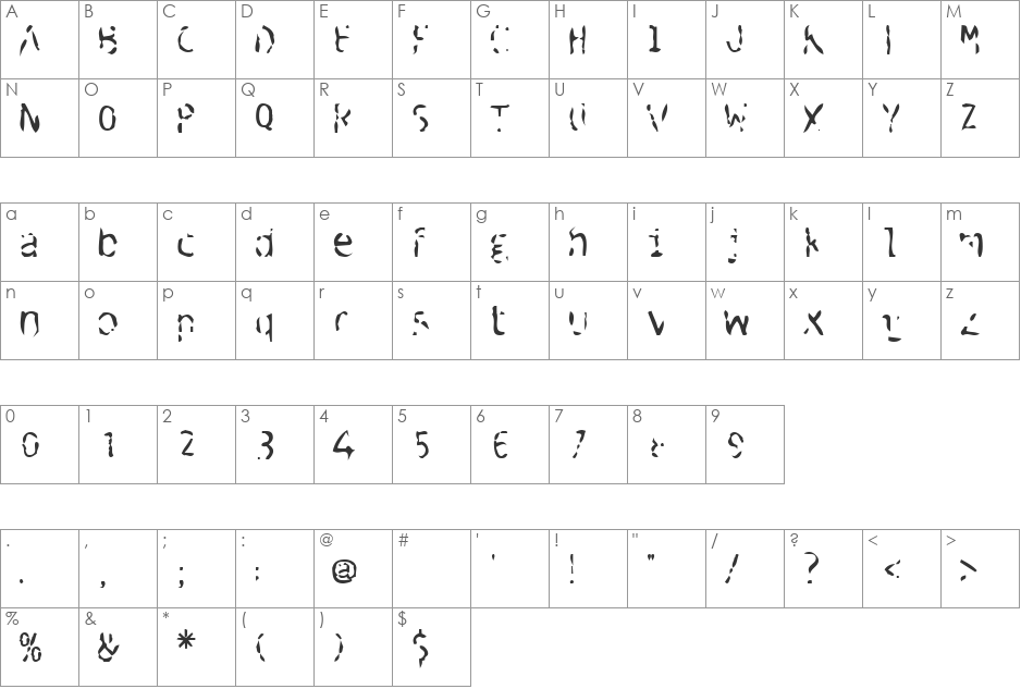 Raymond ll font character map preview