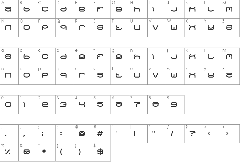 Raynaliz font character map preview