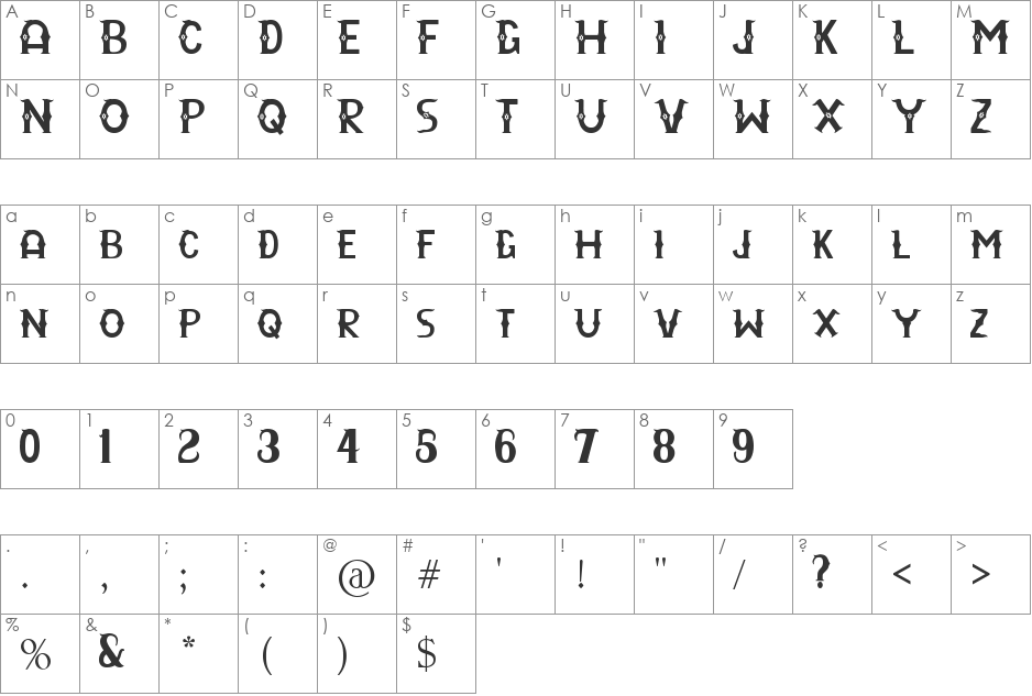 Rayyan CFC font character map preview