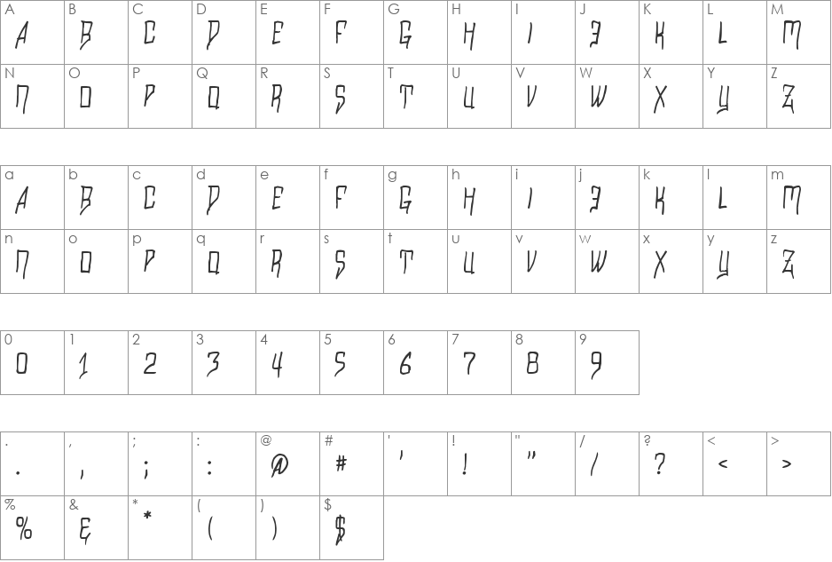 Razalgur font character map preview