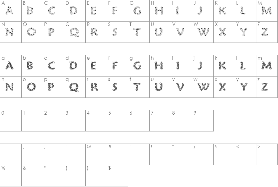 Razzle Dazzle font character map preview