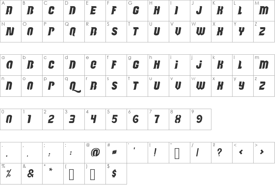 Reactive font character map preview
