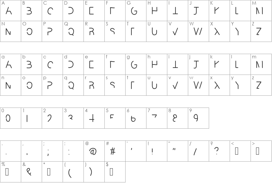 READABLE font character map preview