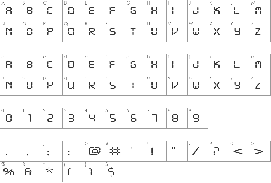 ReadoutExtended font character map preview