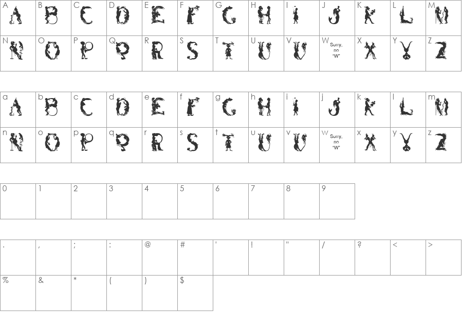 Reaindeer 2 font character map preview