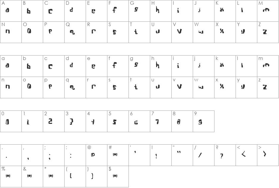 Real Bttsoief font character map preview