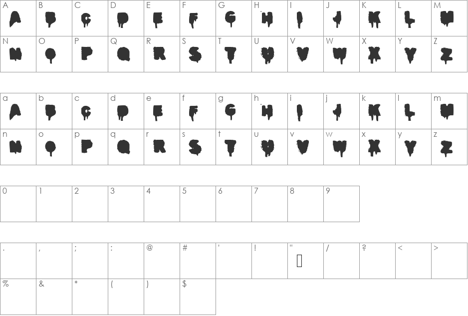 RealGraffiti font character map preview