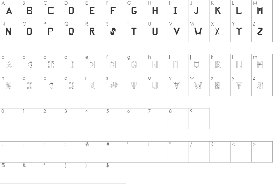 RealOrigami font character map preview