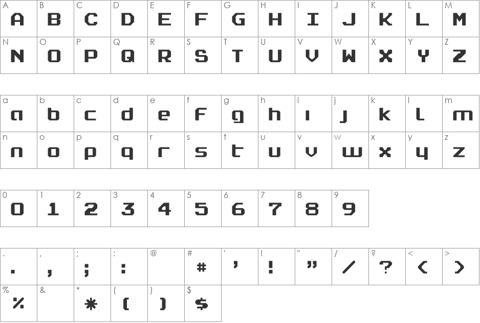 Realpolitik font character map preview
