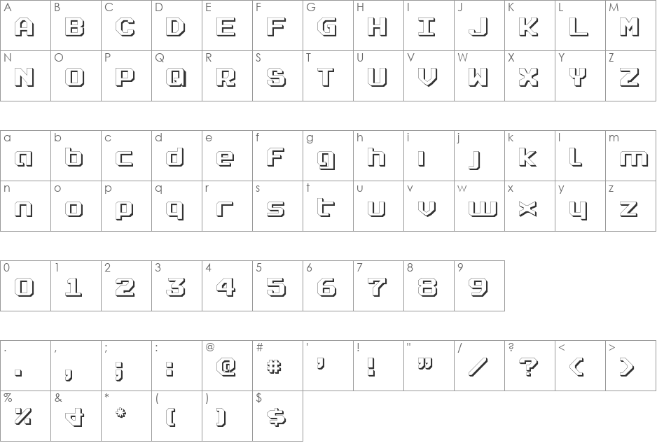 Realpolitik Shadow font character map preview