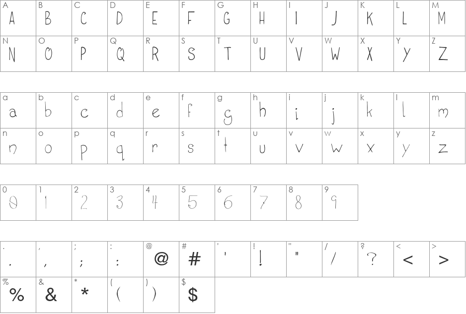 Bailey font character map preview