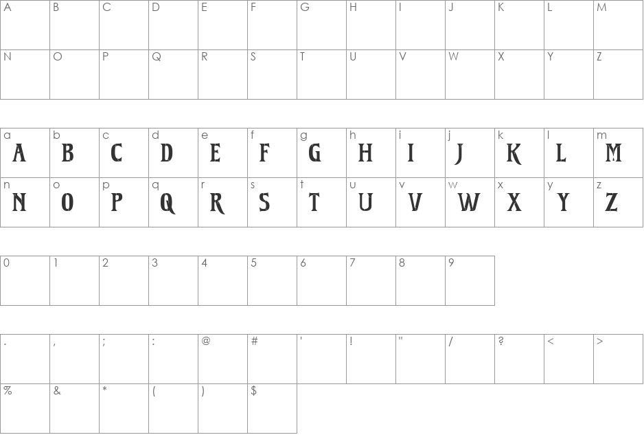 Reanimator DEMO font character map preview