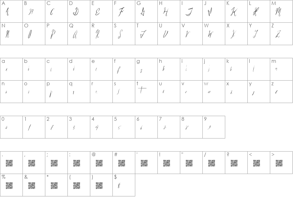 ReasonableSpeculation font character map preview