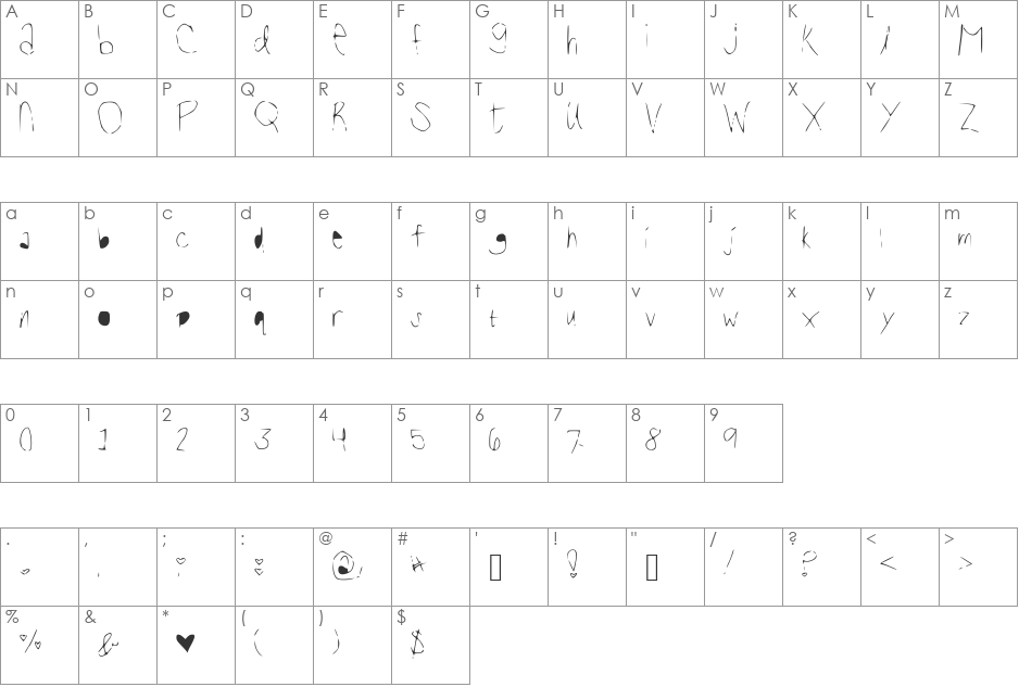Reasoning font character map preview