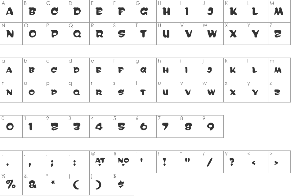 Reasonist font character map preview