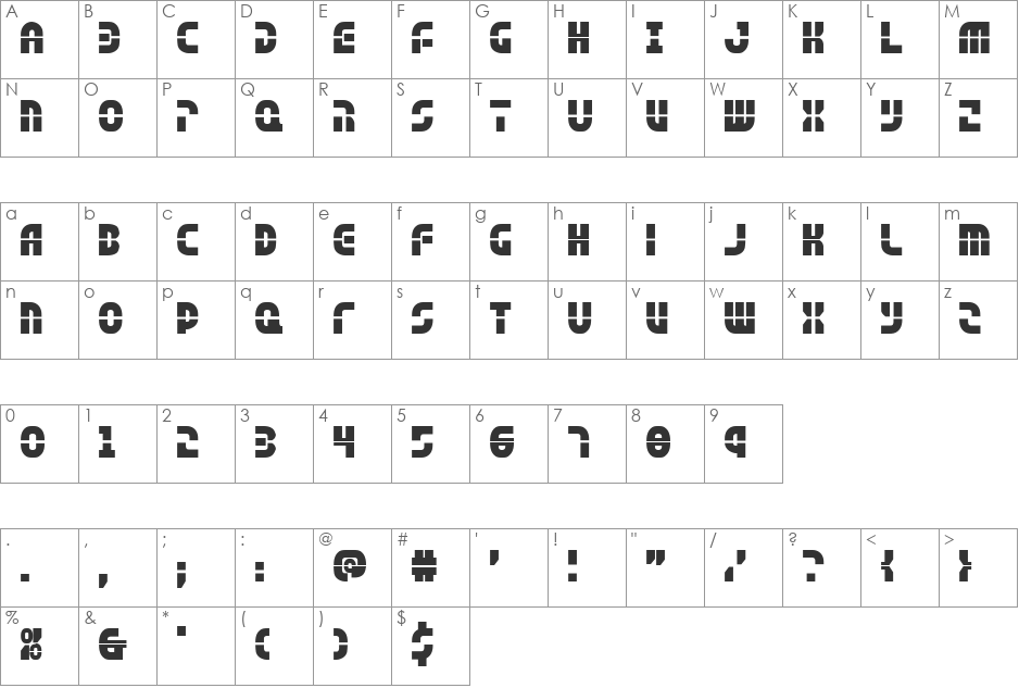 Rebel Command font character map preview