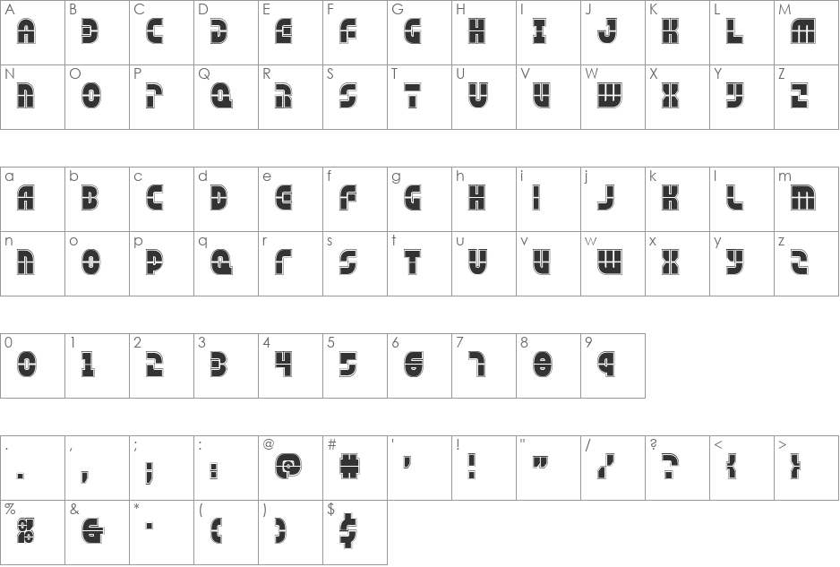 Rebel Command Academy font character map preview