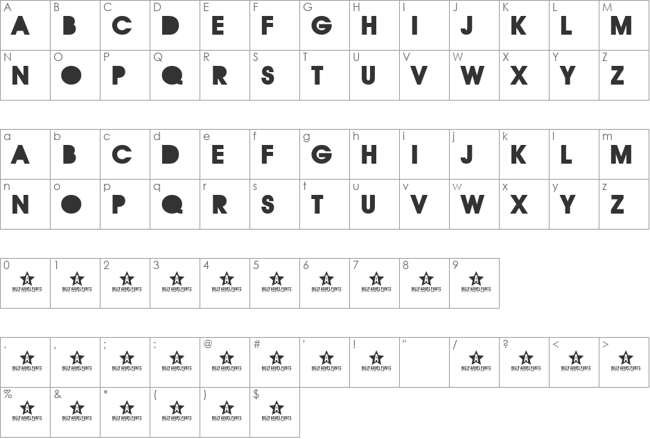 REBOARD font character map preview