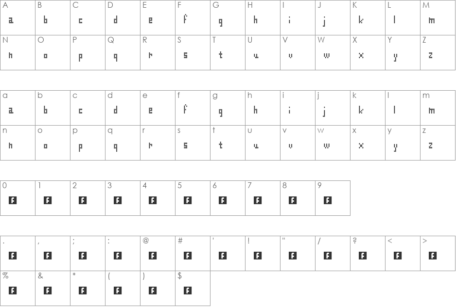 Receipt Paper Radiation font character map preview