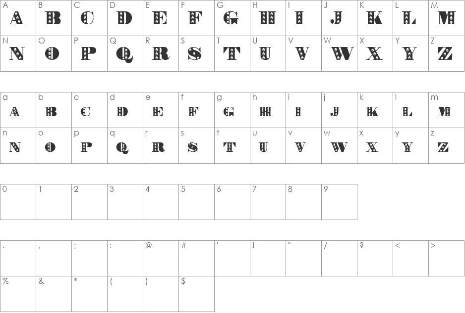 Rechnung font character map preview