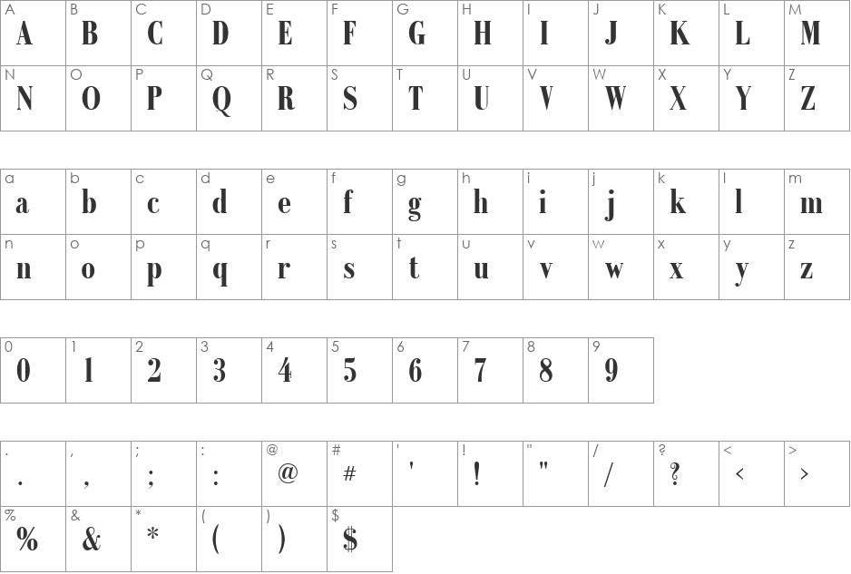 RecitalSSK font character map preview